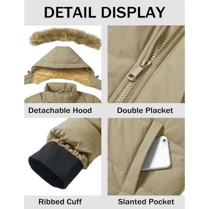 Parka Hiver Homme Manteau Long Chaud Doublé Polaire Capuche Fourrure Synthétique Imperméable Coupe-Vent Veste Outdoor MAGCOMSEN