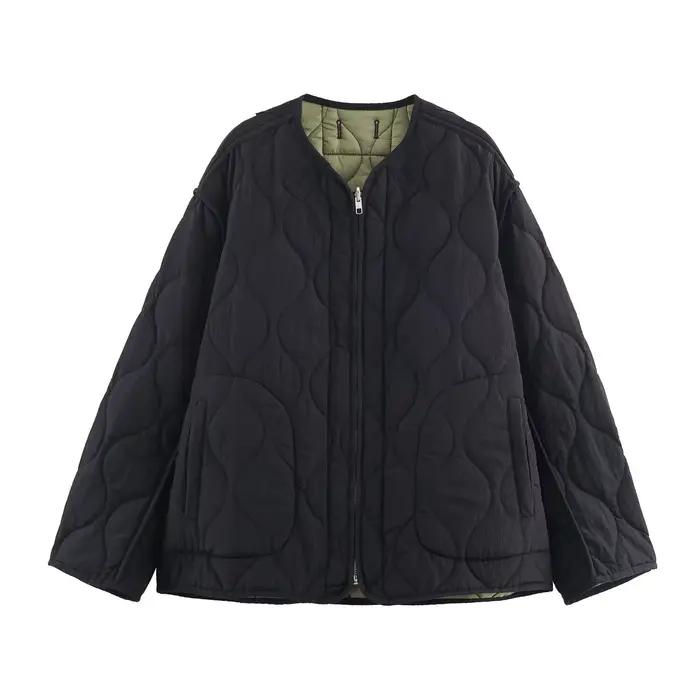 Bombers vestes femmes Armygreen manteau à manches longues hauts avec fermeture éclair vêtements d'extérieur zartins 2025 décontracté ample femme vestes manteau hiver