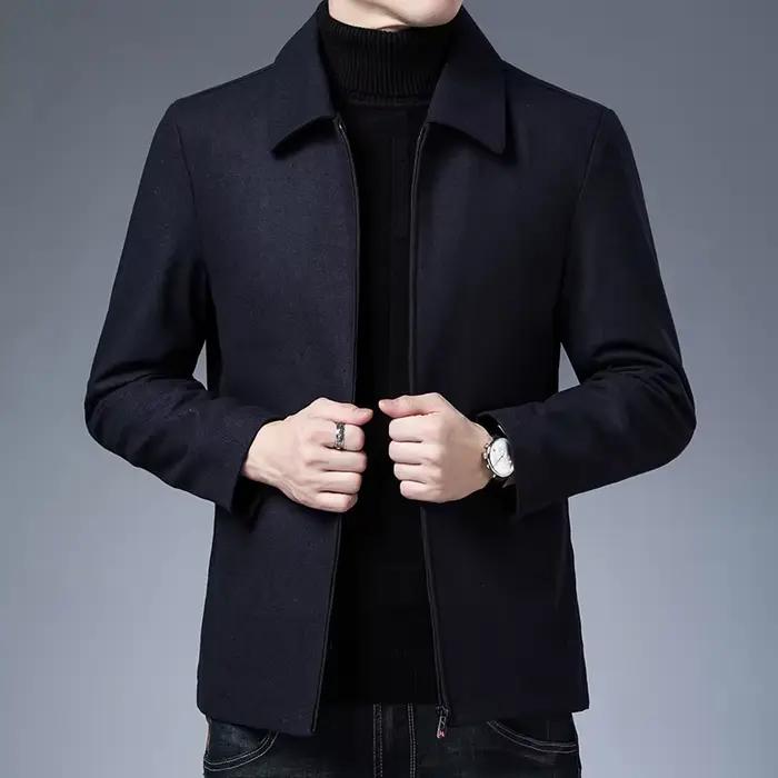 Vestes décontractées monochromes pour hommes, revers, vêtements classiques, haute qualité, trucs de manteau, nouvelle marque, mode, automne, hiver, 2023