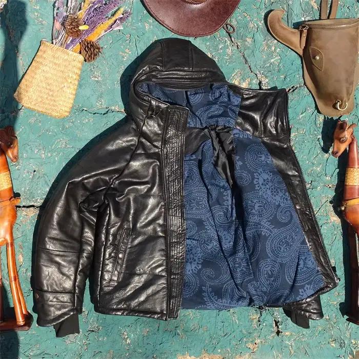 Veste d'hiver noire à capuche en duvet pour homme