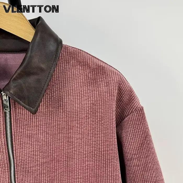 Veste en velours côtelé rose pour femme