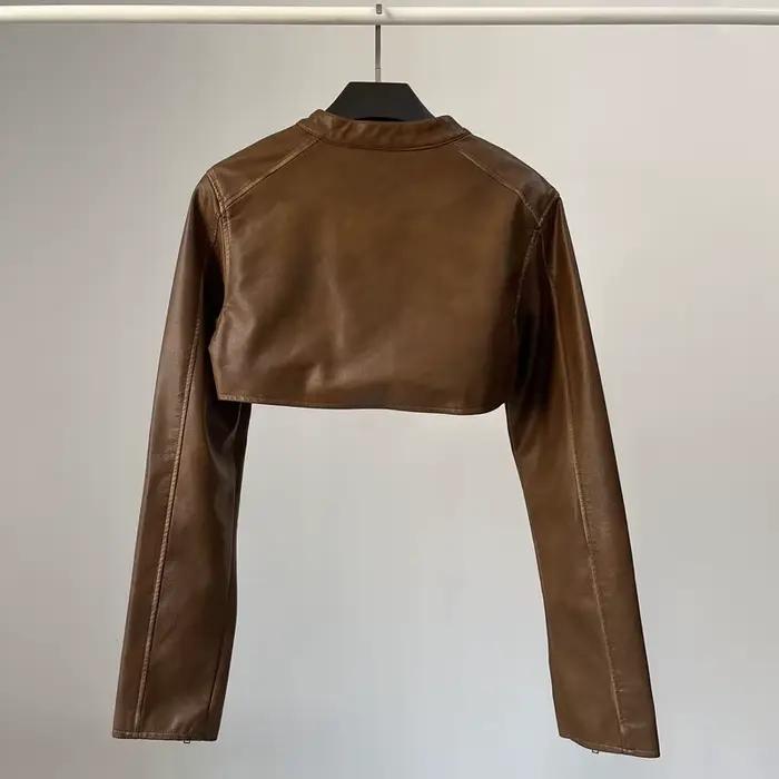 Veste de Motard en Faux Cuir PU pour Femme