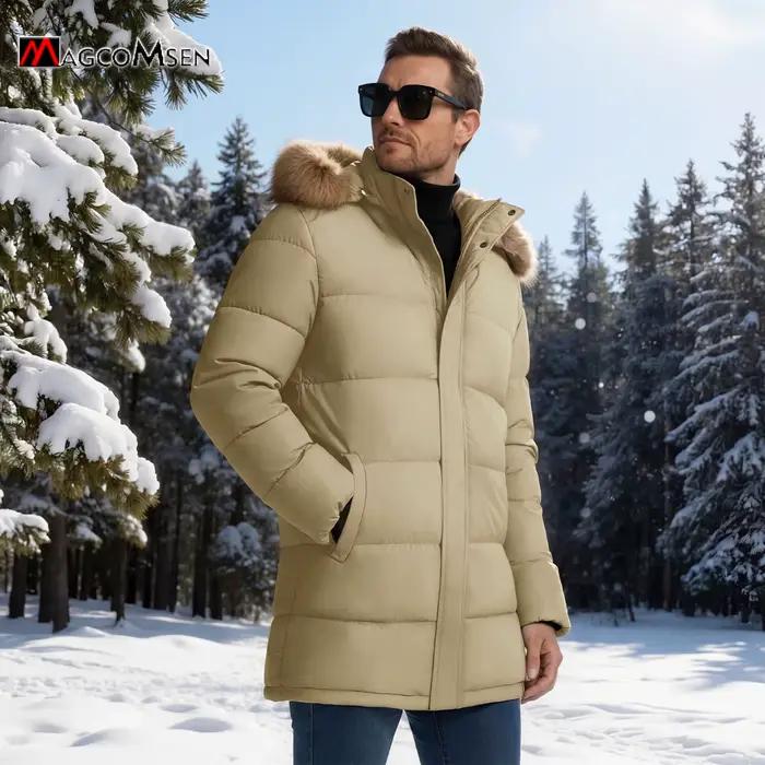 Parka Hiver Homme Manteau Long Chaud Doublé Polaire Capuche Fourrure Synthétique Imperméable Coupe-Vent Veste Outdoor MAGCOMSEN