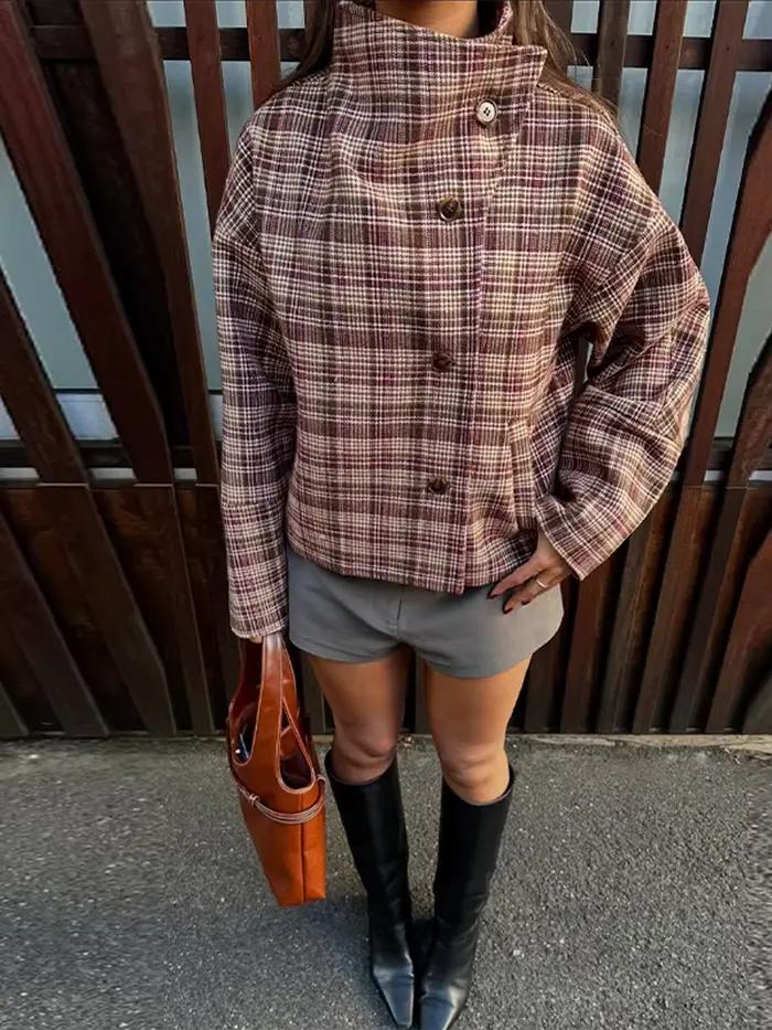 Veste à carreaux pour femmes
