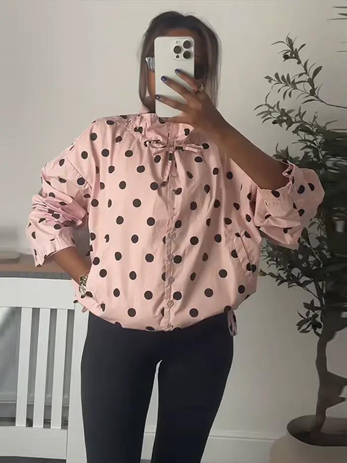 Nouvelle Veste Manteau à Capuche Femme à Pois