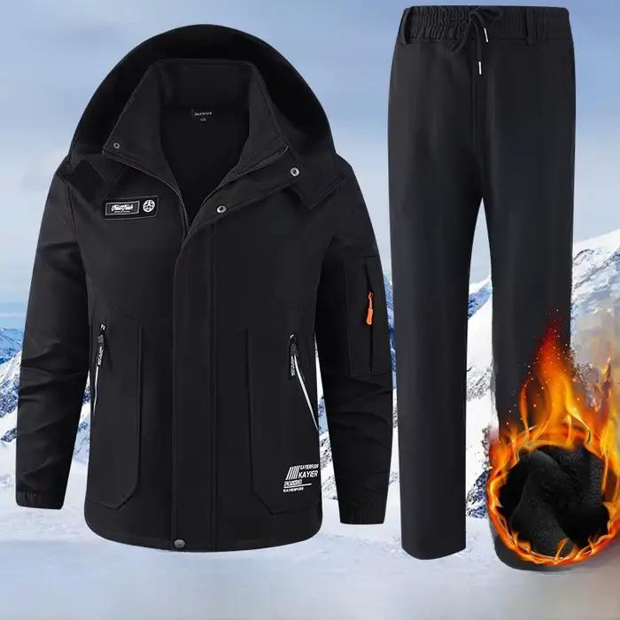 Hommes et femmes automne hiver doublé polaire imperméable coupe-vent monocouche en plein air cyclisme ski escalade vêtements de travail veste...