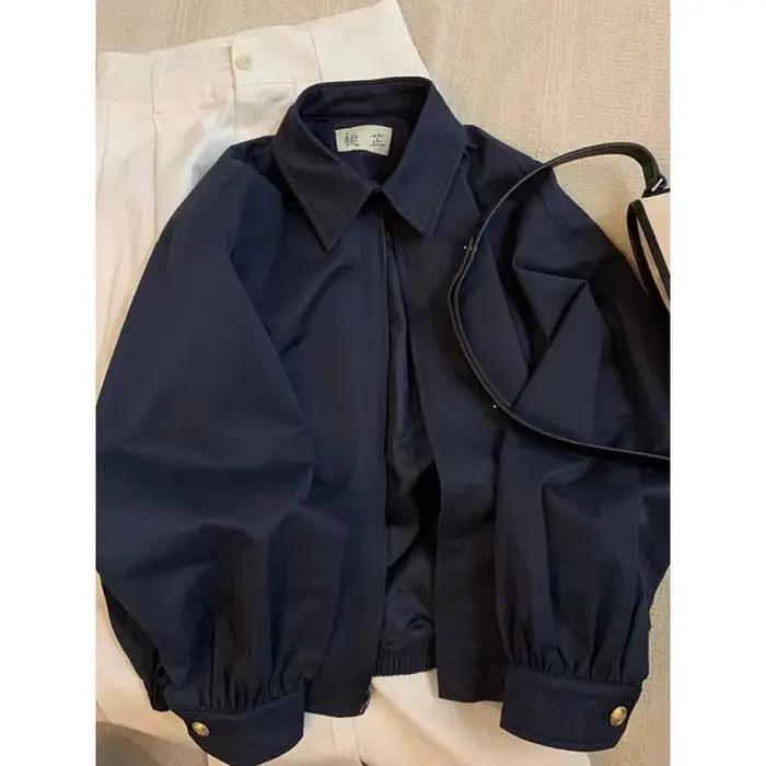 Veste à col rabattu bleu marine