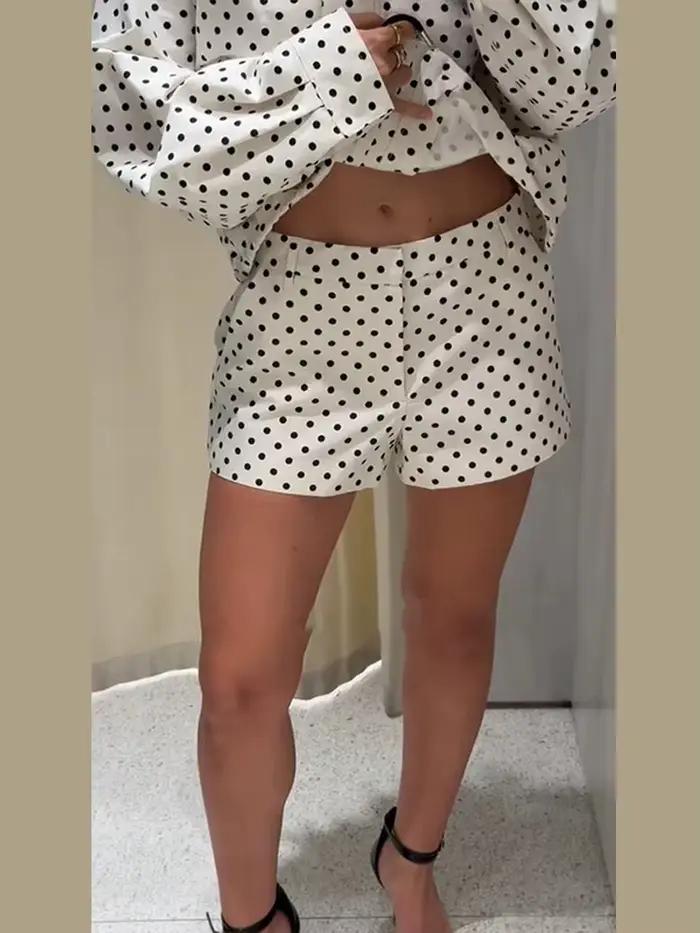 Ensemble veste et pantalon à pois pour femme