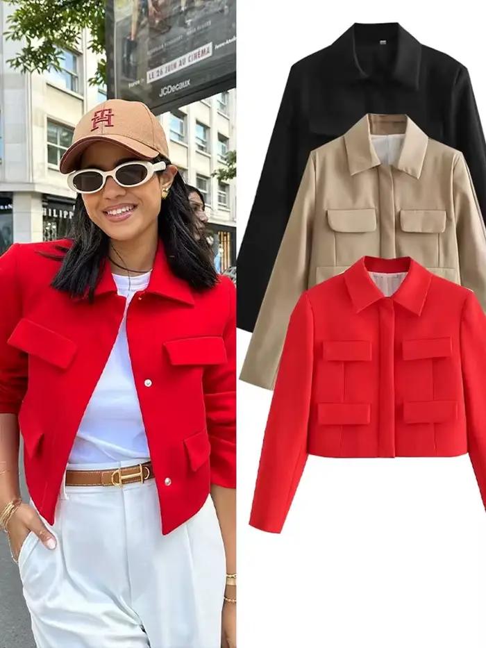 Veste rouge + noire pour femmes