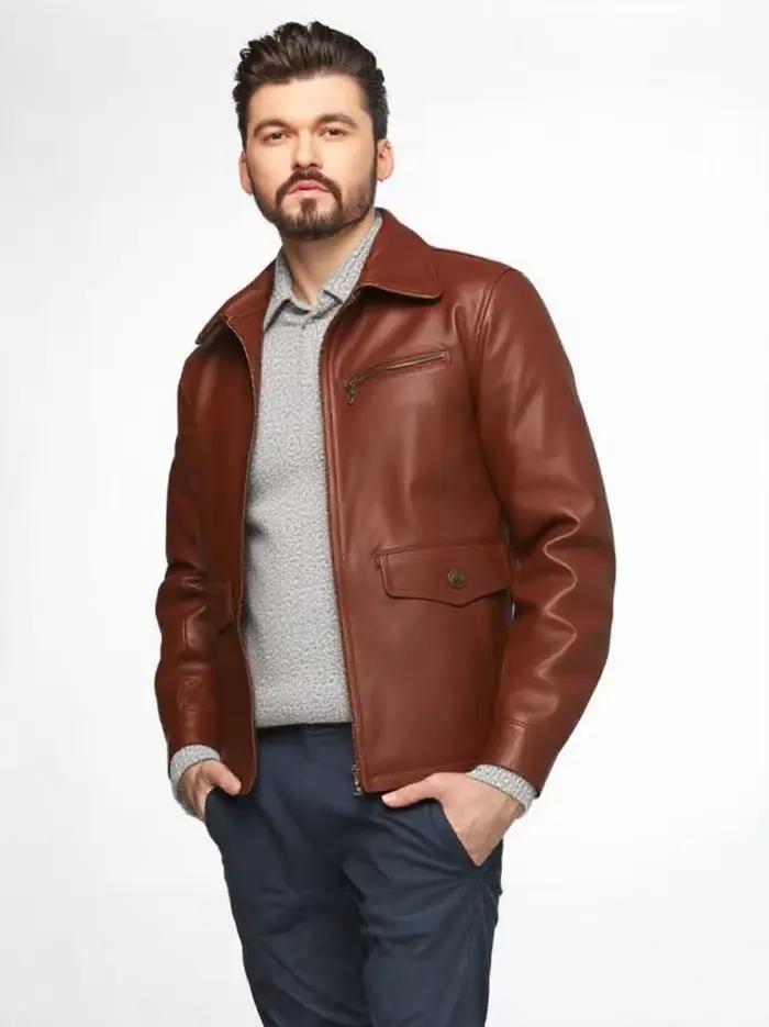 Veste d'automne en cuir pour hommes