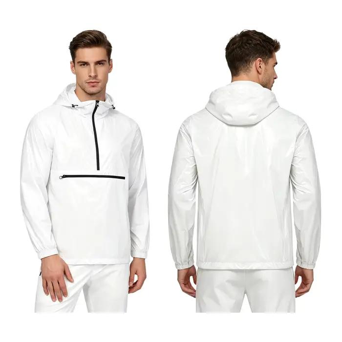 Veste imperméable brillante à capuche pour homme