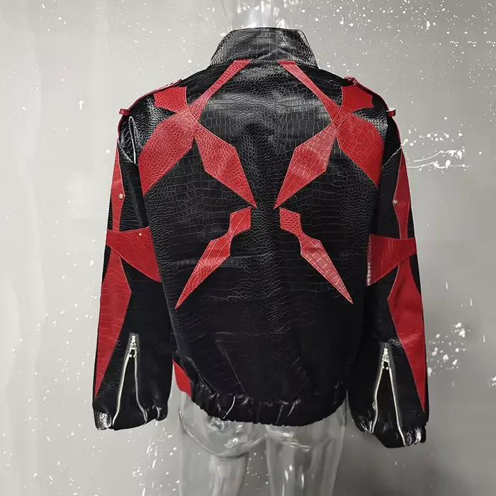 PFHQ hommes veste en cuir PU 2025 fermeture éclair col montant contraste couleur corée mode Darkwear mâle hauts décontracté 21E2807