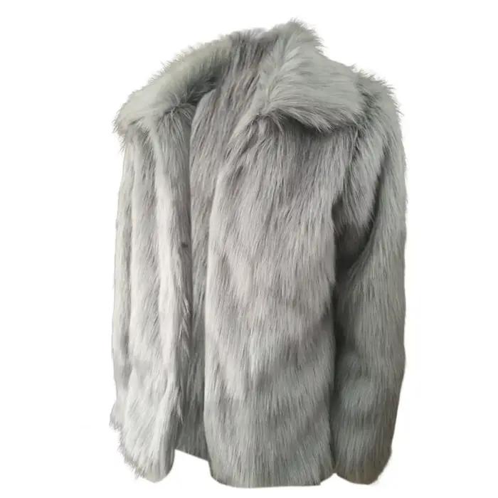 Imitation fourrure hommes manteau revers à manches longues