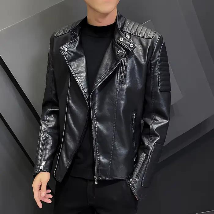 Costume Vintage Plus velours veste en cuir PU Blazer décontracté hommes coupe ajustée