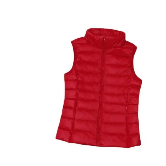 Vêtements pour femmes doudoune légère gilet chaud sans col duvet de canard blanc mince col rond