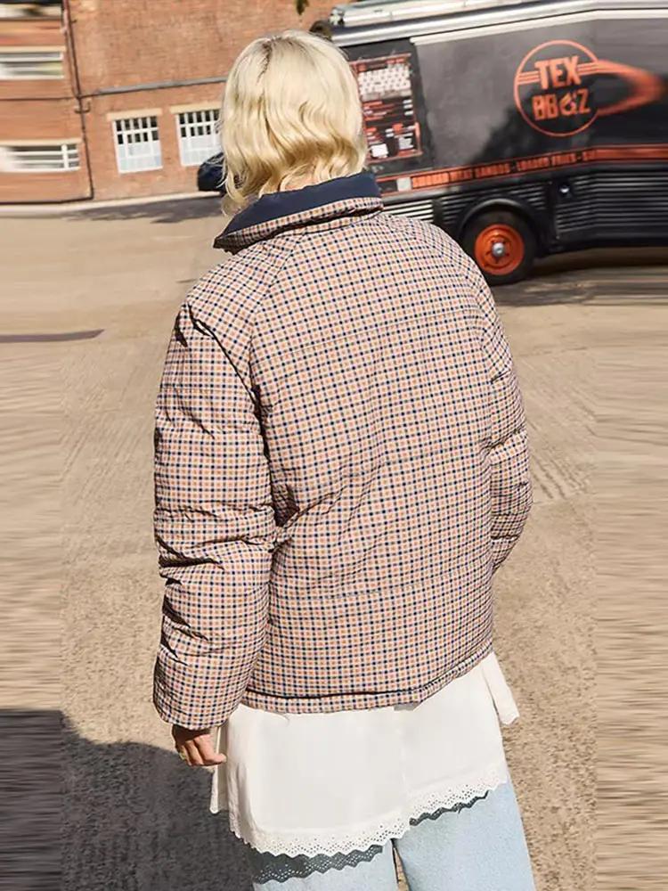 Veste bouffante Chic pour femme, vêtement bidirectionnel, manches longues, à carreaux, solide, réver