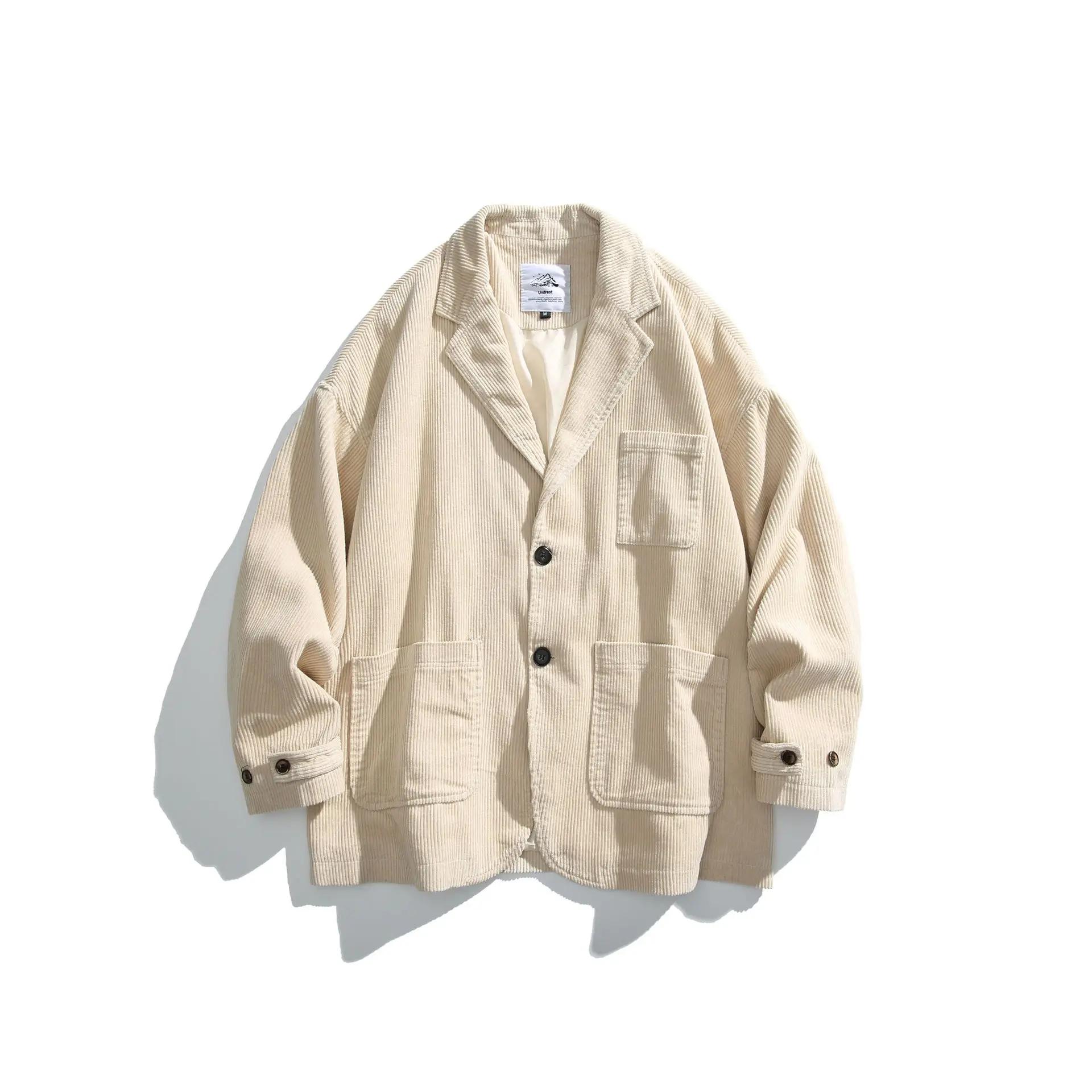 Veste en velours côtelé Blazers hommes japonais R Amekaji couleurs chaudes et chaudes surdimensionné
