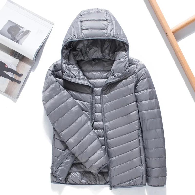 Doudoune Légère à Capuche pour Homme, Doudoune Courte, Grande Taille, Décontractée, Couleur Unie, No