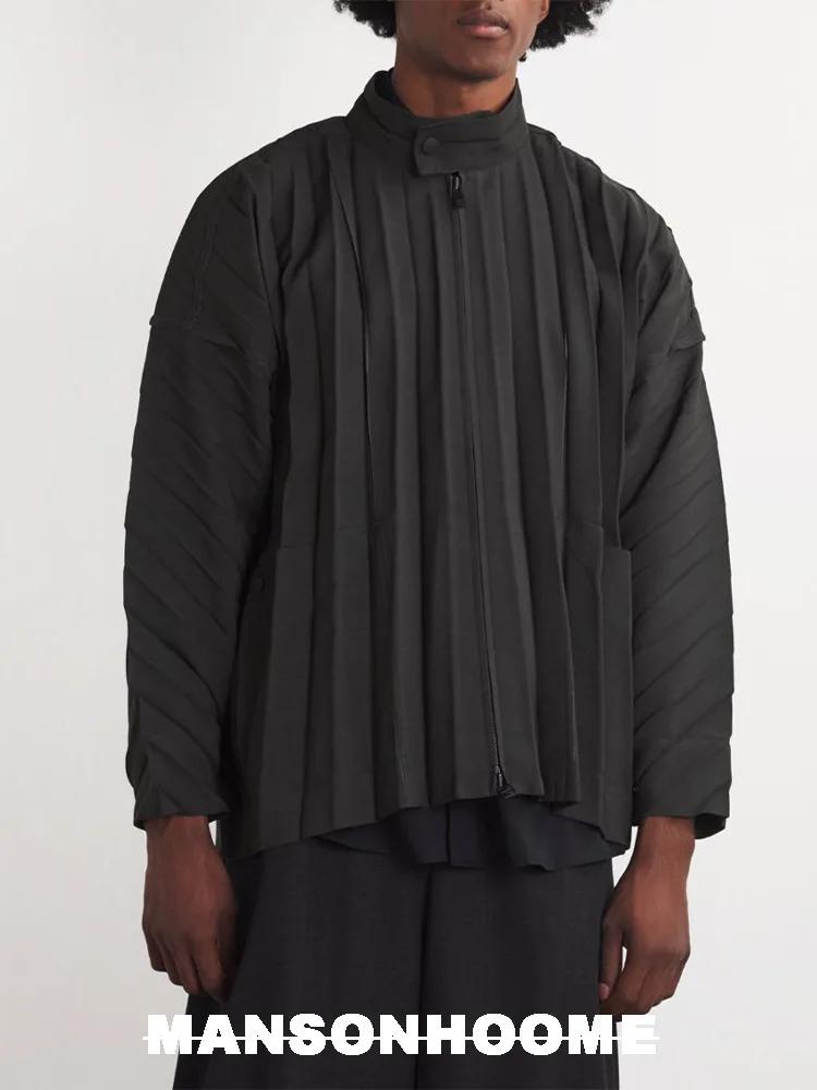Miyake plissé hommes veste couleur unie 2025 été nouveau ample plissé décontracté à manches longues 