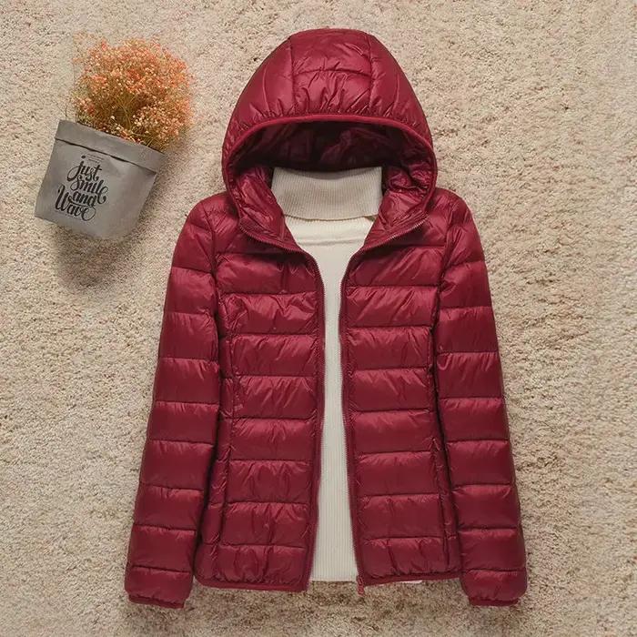 Doudoune Ultralégère à Capuche pour Femme, Manteau Chaud Matelassé, Parka Légère, Printemps Automne