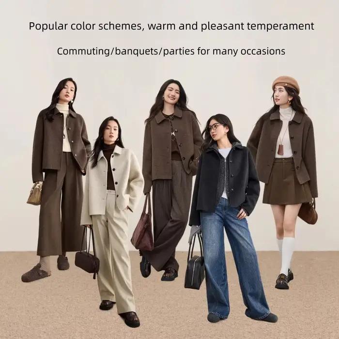 Veste en laine pour femme SENTUBILA, manteau court d'hiver 2026, vêtement d'extérieur en laine de mo