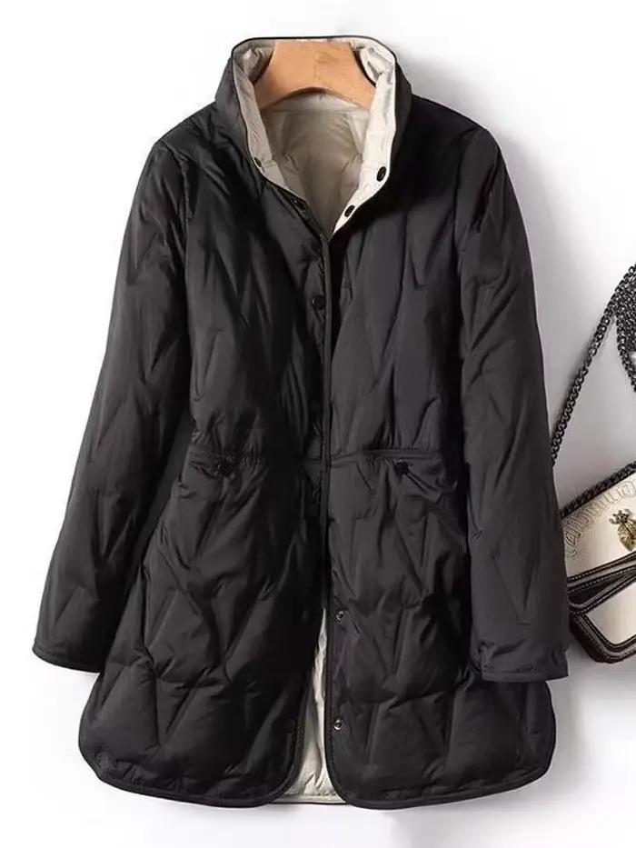 2025 automne/hiver nouvelle doudoune légère pour femme mi-longue Double face Design de mode grande t