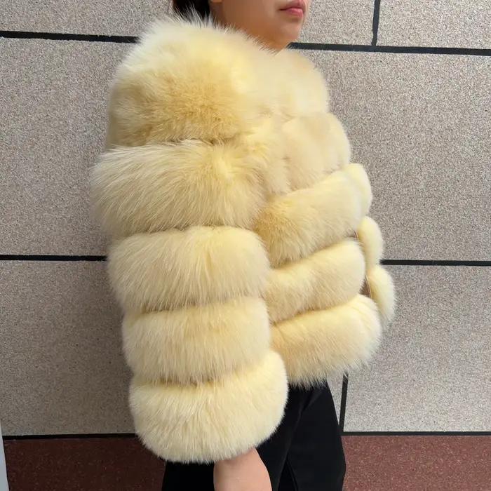 Nouveau manteau de fourrure de renard véritable femmes hiver chaud 100% veste de fourrure naturelle