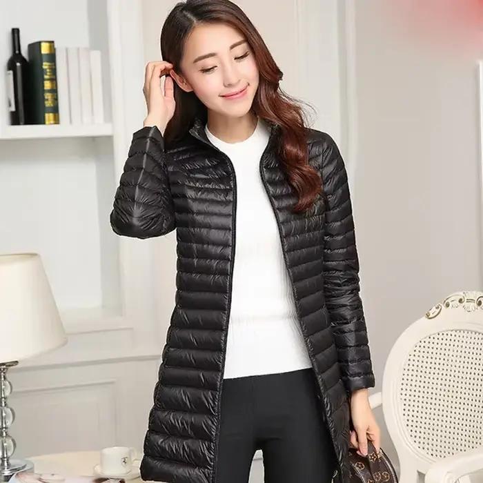 Automne hiver femmes blanc canard doudoune femme ultra léger mince mince fermeture éclair chaud plum