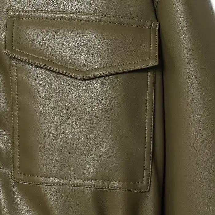 Veste femme veste simili cuir vert femme Demi-saison veste d'extérieur femme automne nouveau dans ma