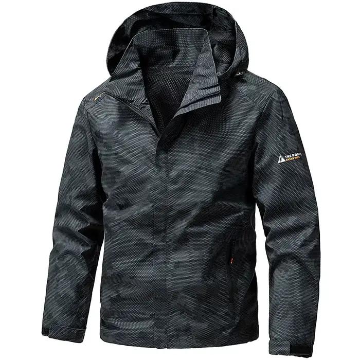 Softshell veste d'extérieur hommes fermeture éclair à capuche veste imperméable randonnée Camping co