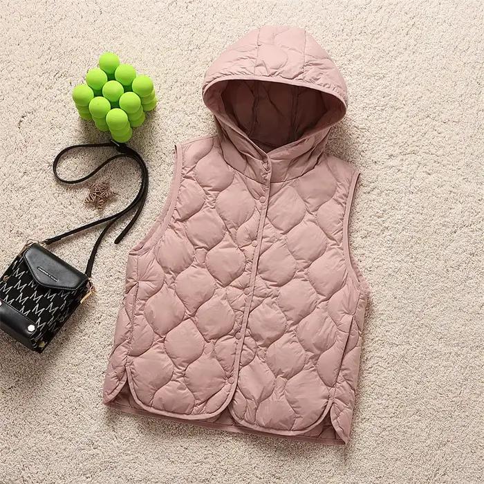 Mode léger à capuche vers le bas Gilet femme court coupe ajustée chaud hiver Gilet bouffant femmes G