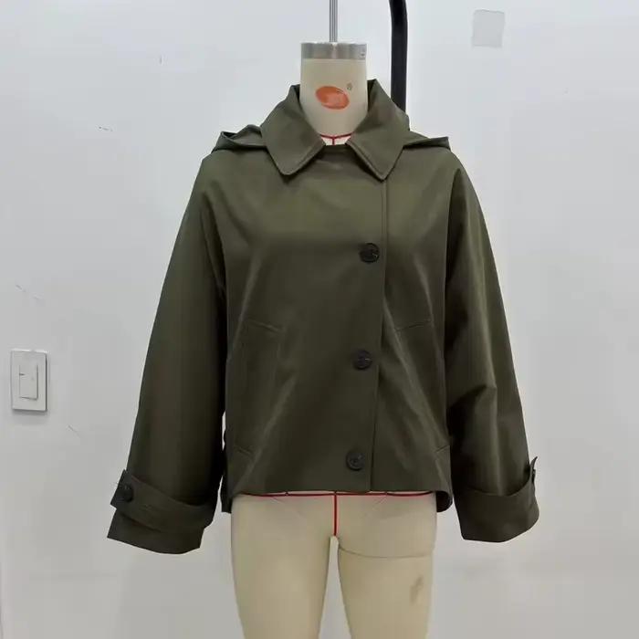 MUJER Trench Coat à capuche pour femme Coupe-vent à manches longues pour femme Nouveau en manteaux e