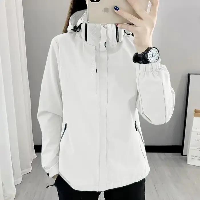 Veste d'extérieur pour femmes, coupe-vent imperméable à capuche, fermeture éclair, randonnée, escala