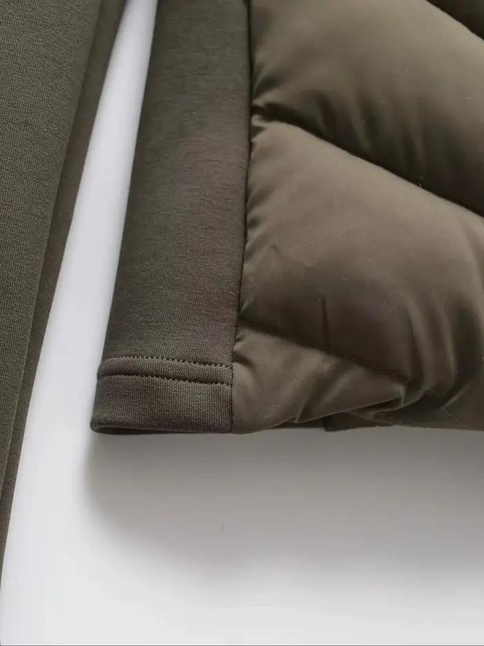 2025 automne hiver femmes élégant Patchwork à capuche Air coton vestes dame mode armée vert chaud mi