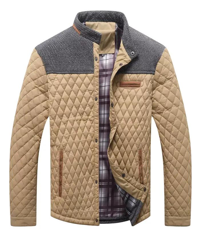 Vestes pour hommes, manteau décontracté matelassé en diamant, doudoune légère, chemise à boutons déc
