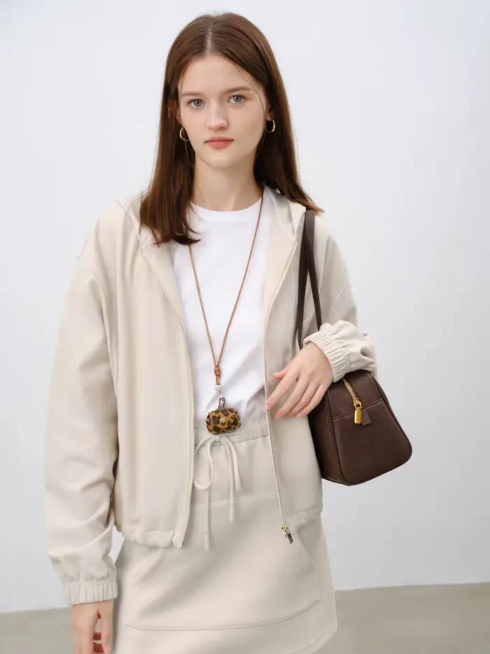 ZIQIAO 【Protection de l'environnement】 Veste courte décontractée de petite taille pour femme 2025 dé