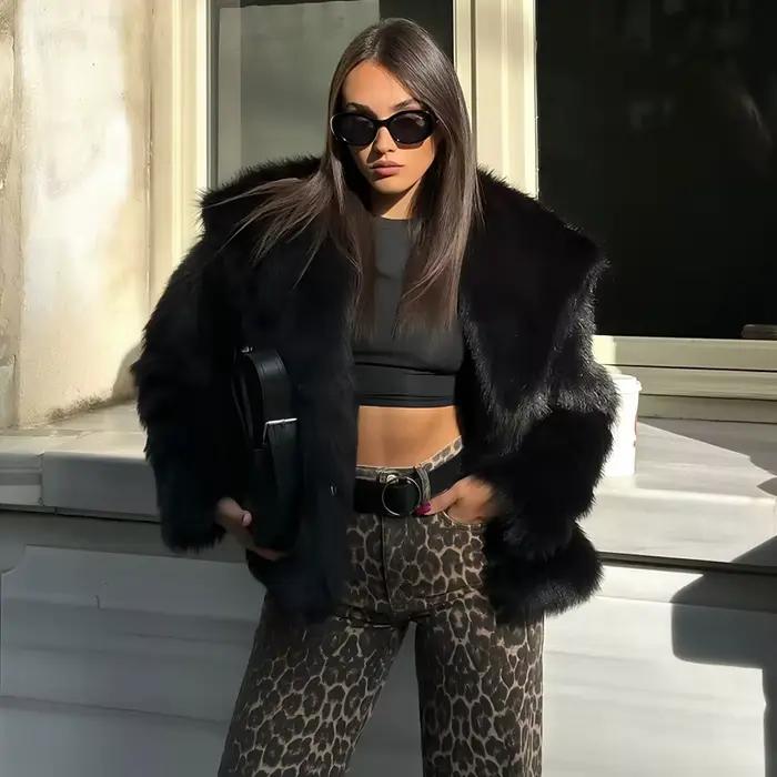 MUJER fausse fourrure manteau poilu femme chaud hiver manteau moelleux femmes nouvelles vestes en pe