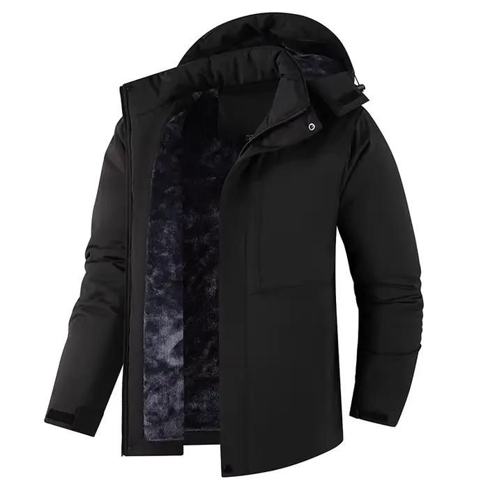 Veste imperméable chaude pour homme, manteau décontracté d'extérieur à capuche amovible, veste coupe
