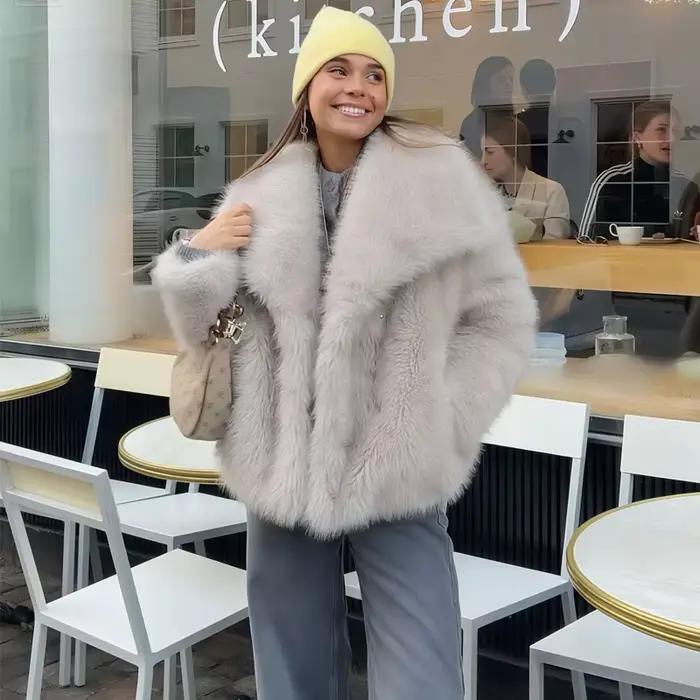 MUJER fausse fourrure manteau poilu femme chaud hiver manteau moelleux femmes nouvelles vestes en pe