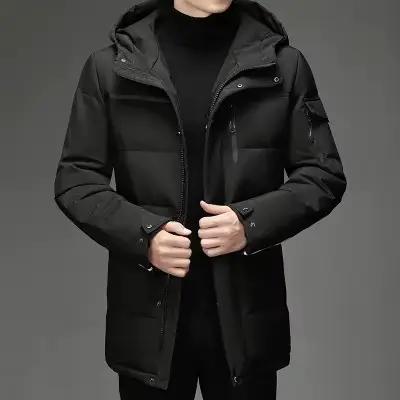 Nouveaux hommes longs doudoune mode épaissir mâle chaud manteaux à capuche de haute qualité décontra