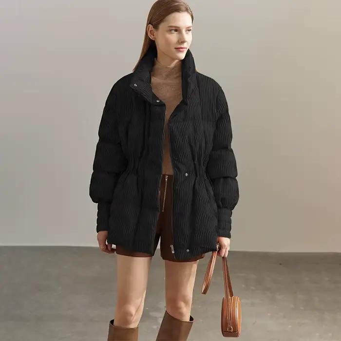 AMII-Doudoune Minimaliste en Duvet de Canard pour Femme, Manteau observateur à Col Montant, Revers C