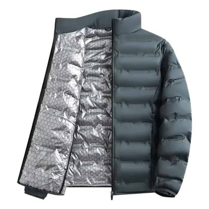Veste matelassée auto-chauffante en graphène pour homme, coupe-vent plissée, col montant, classique,