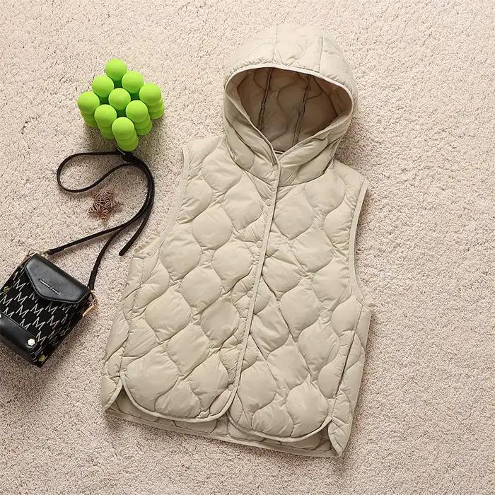 Mode léger à capuche vers le bas Gilet femme court coupe ajustée chaud hiver Gilet bouffant femmes G
