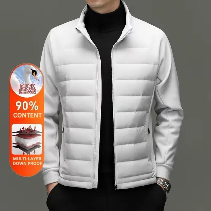 Doudoune Homme Haut de Gamme 90% Duvet, Style Décontracté, Nouvelle Veste Coupe-Vent Streetwear, Col