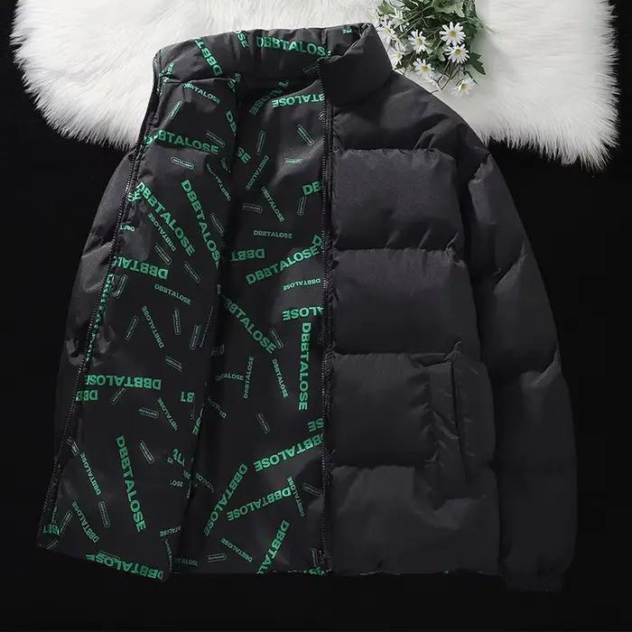 Doudoune réversible pour hommes automne hiver col montant épaissi bouffant coton manteau chaud Stree