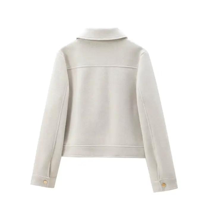Veste à fermeture éclair pour femme, manteau d'hiver à manches longues avec poches, manteau court de