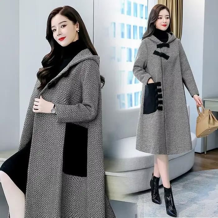 Nouvelle Veste en Laine Automne-Hiver pour Femme, Manteau Ample Style Coréen, Cape Mi-longue en Twee