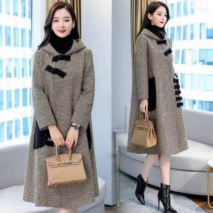 Nouvelle Veste en Laine Automne-Hiver pour Femme, Manteau Ample Style Coréen, Cape Mi-longue en Twee