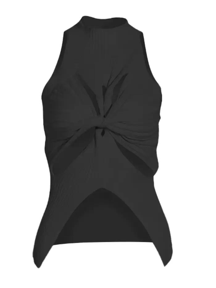 TWOTWurea YLE-Gilets minimalistes à col rond pour femmes, gilets sexy découpés, fibre solide, vêteme