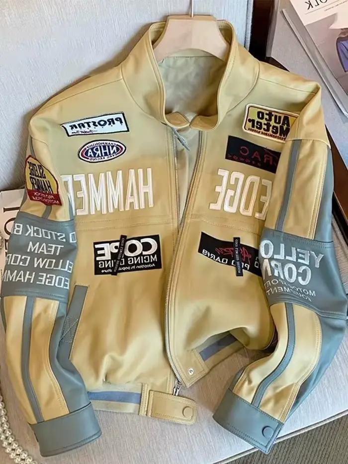Veste de moto rétro américaine en cuir PU pour hommes et femmes, veste haut de gamme pour l'automne